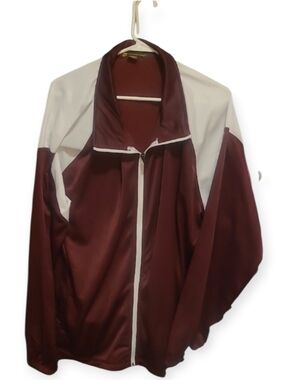 Harriton Maroon and White Varsity-Style Track Jacket